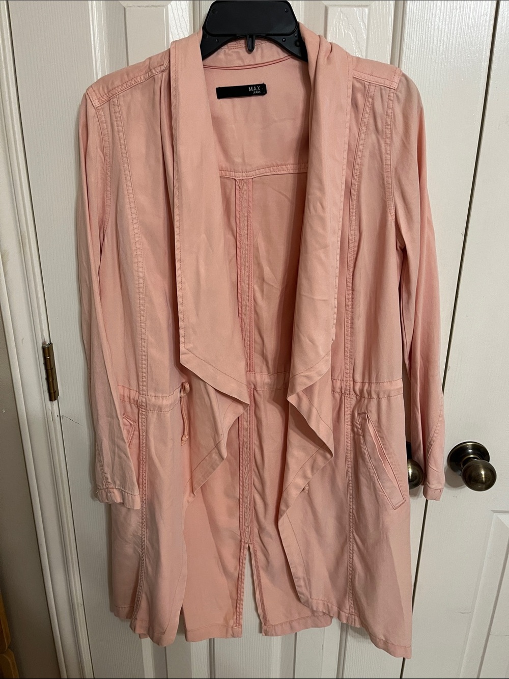 Max Jeans Light Blush Draped Trench Coat
